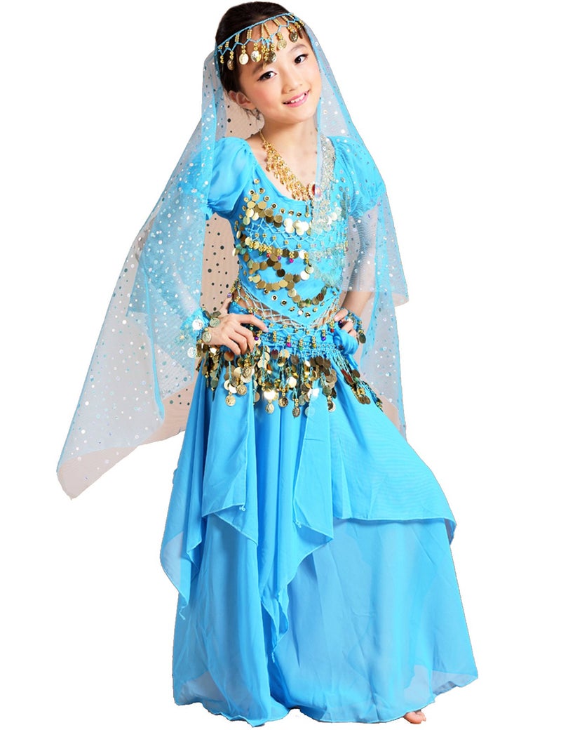 Astage Girls Princess Costume Halloween Dance Sets Sky Blue L 11 to 13 Years - Image 1